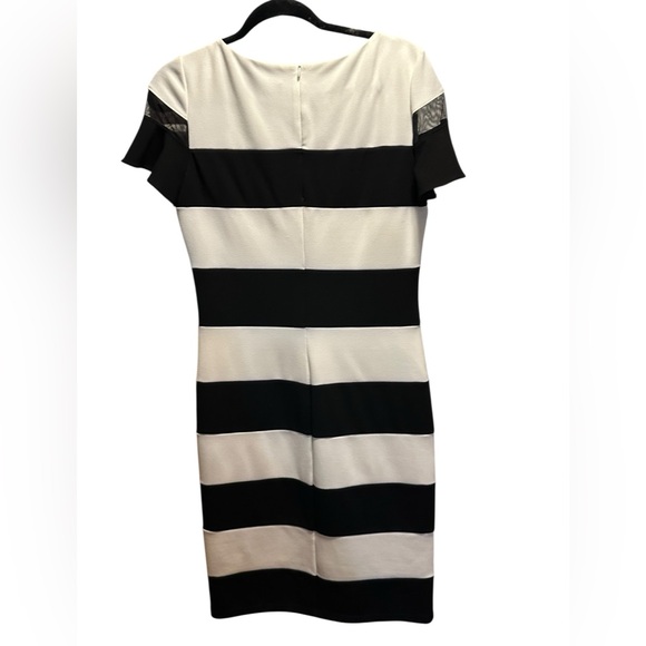 Frank Lyman Design Black and White Striped Midi Dress size 8 - Picture 2 of 7